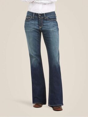 Ariat Women’s R.E.A.L Mid Rise Stretch Original Boot Cut Jean Size 32R Dark Wash